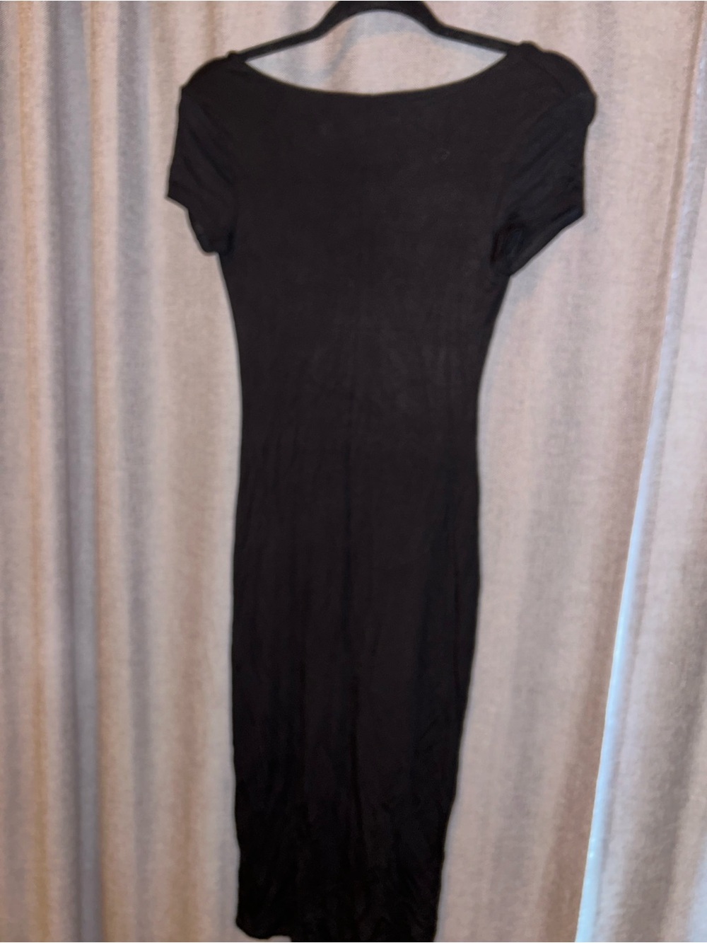 Women’s Little Black V-Neck Dress- Maxi - Picture 3 of 5